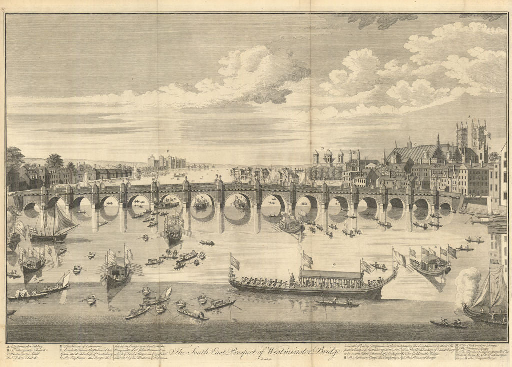 The South East Prospect of Westminster Bridge, London, by Benjamin Cole 1760
